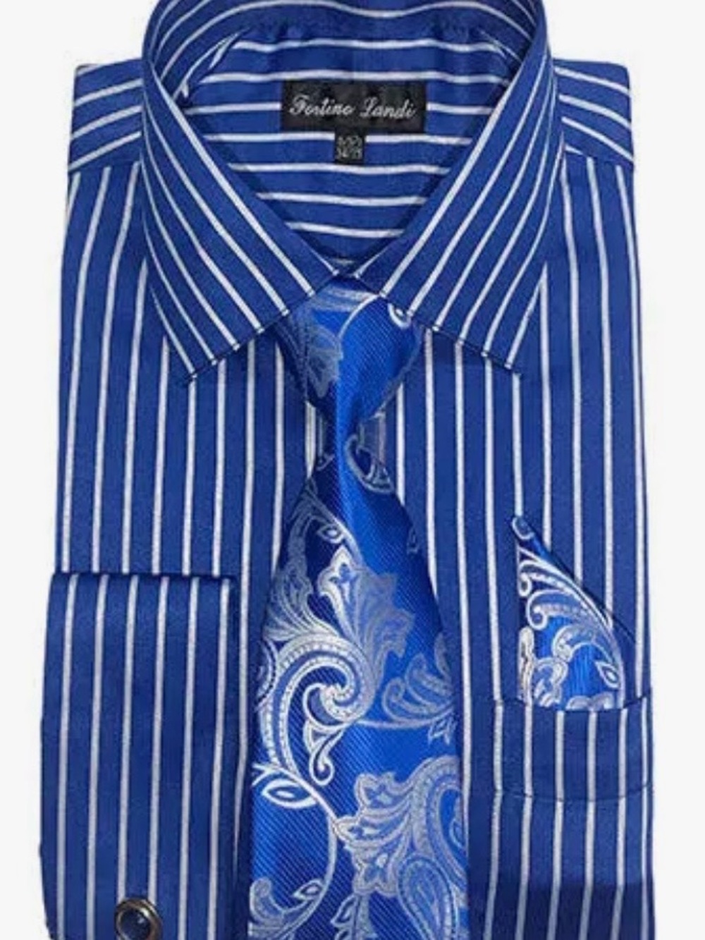 Men's Royal Blue Striped Dress Shirt